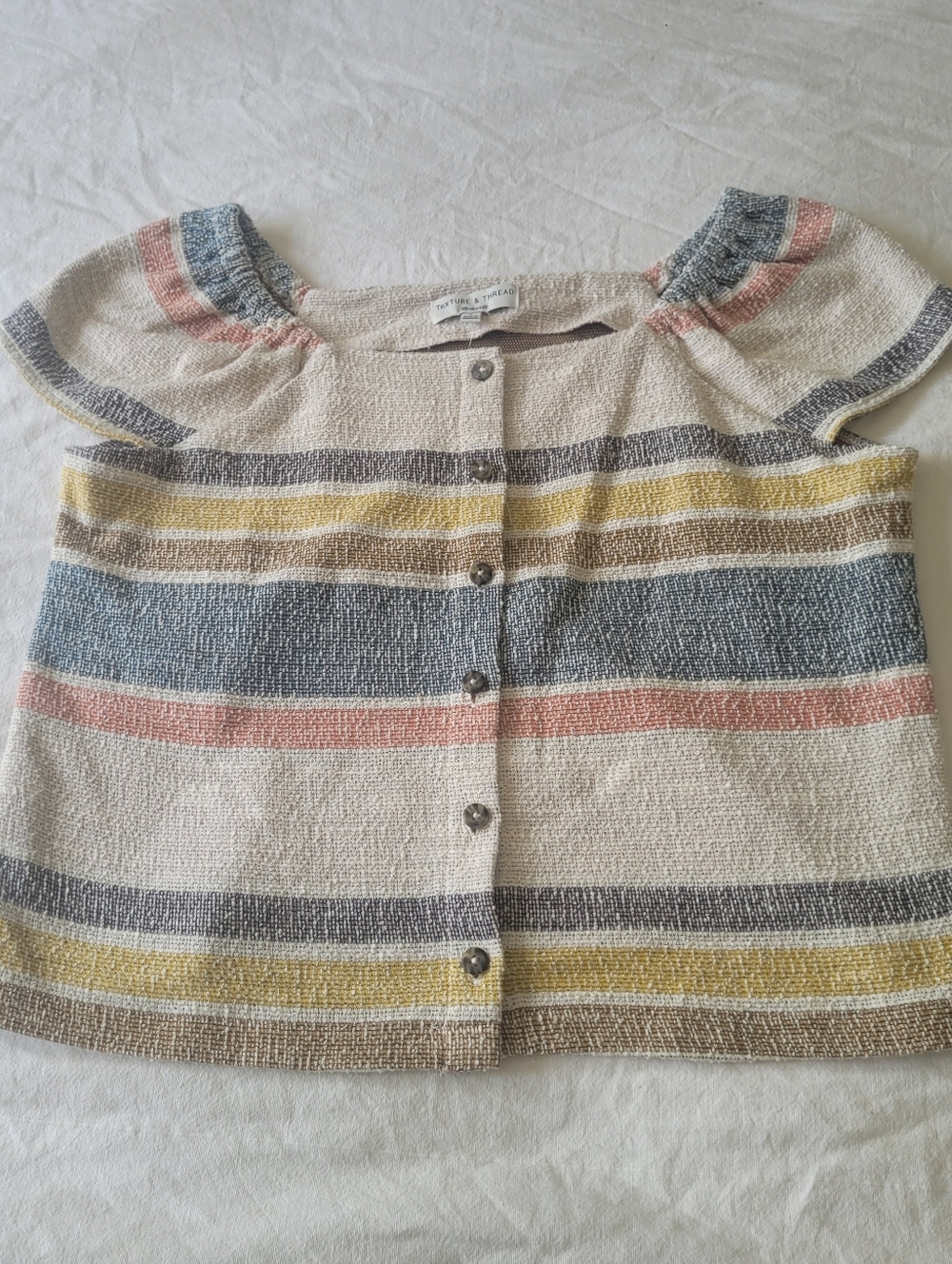 Madewell Texture & Thread Top Medium Beachy Surfer Boho Festival Striped Cotton